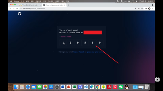 输入 GitHub 验证码截图